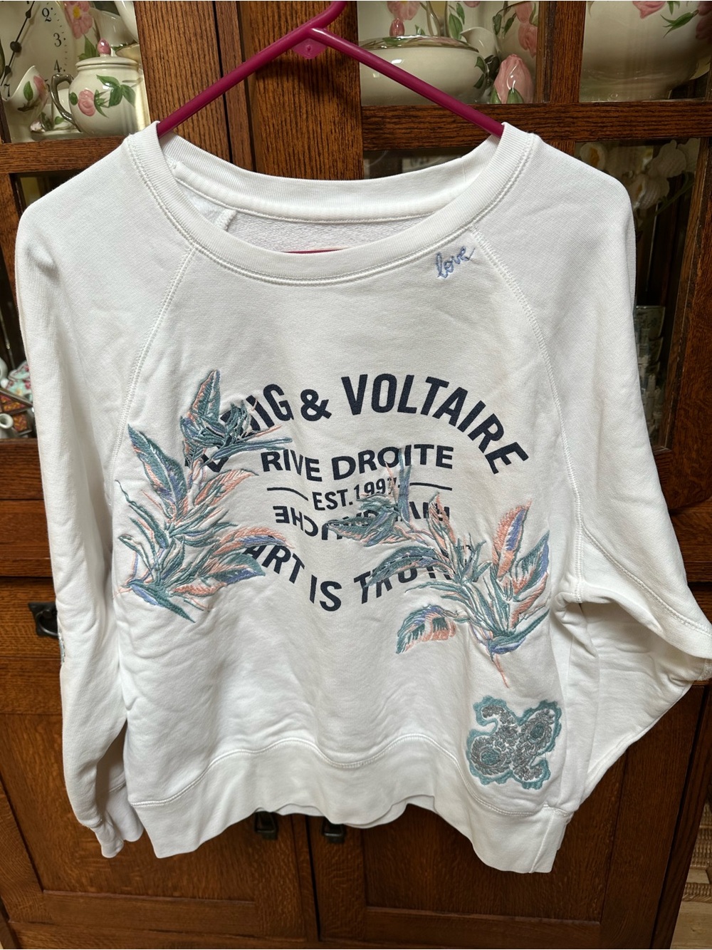 Zadig & Voltaire White Floral Logo Embroidered Crewneck Sweatshirt